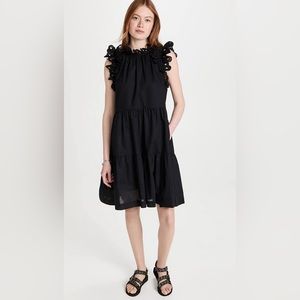 SEA new york. lee eyelet embroidery tunic -M black